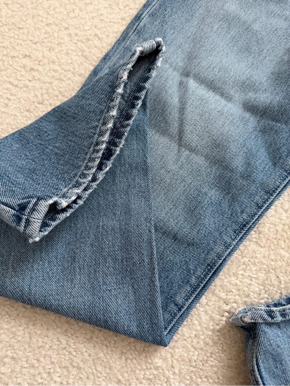 RtA Dexter Half Belt Jeans Straight Leg Factory Distressed Blue Wash Denim Small - Picture 4 of 13